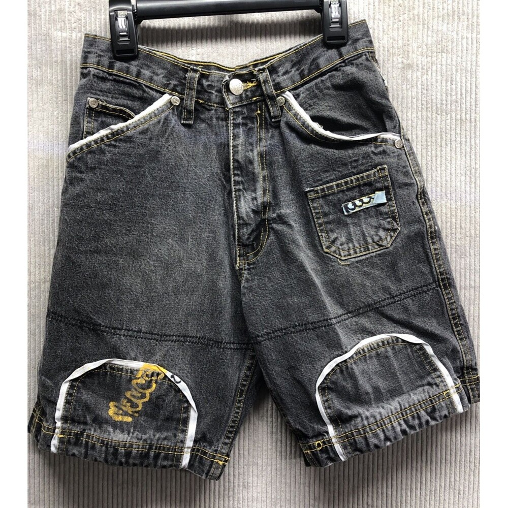 Mecca Boys Denim Bermuda Shorts Size 8  Gray Black Embellished